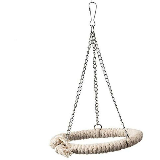 Parrot Training Toy, White Cotton Rope Swing, Wear-Resistant Easy Installation Cotton Rope with Dura Thsinde