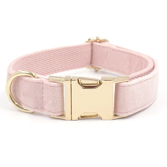 Dog Collar And Leash Set. Soft And Easy To Clean Vegan Leather With Rose Gold Metal Buckle For