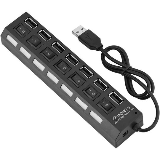 Osqi - 480Mbps 7 Port Multiple usb 2.0 Hub, Multi-Function Hub Splitter High Speed Data Transfer for Mobile Phone, Tablet pc, Keyboard, Mouse, Hard