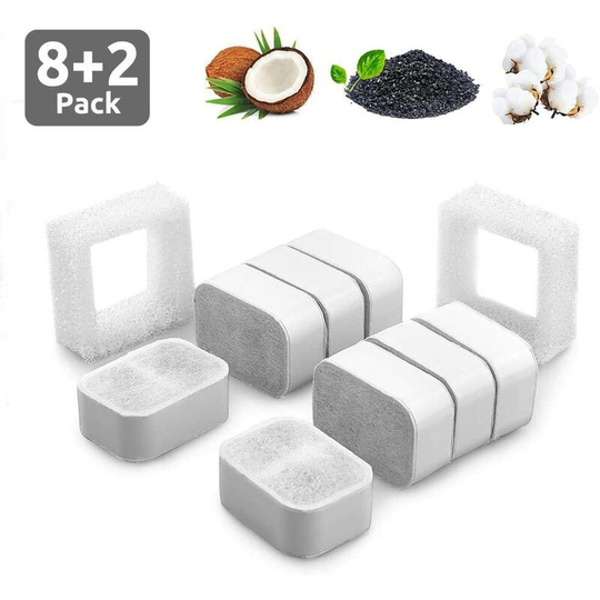 10 pcs Pet Water Fountain Replacement Filter Activated Carbon Filters for Ipettie, Replacement Filters for Dogs and Cats Fountain keeping the water