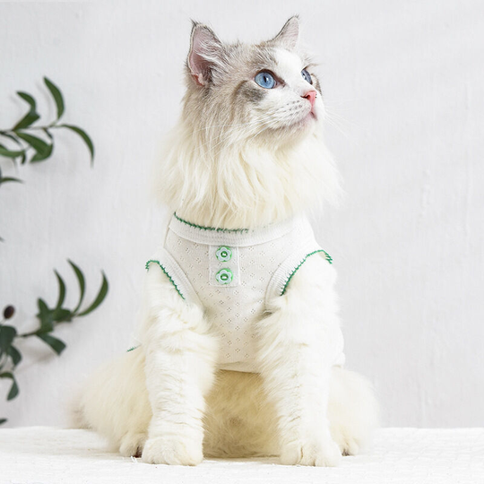 New pet clothes dog clothes cat clothes kitten clothes cat undershirt dog undershirt bottoming shirt hooked jacquard undershirt - green (m) back