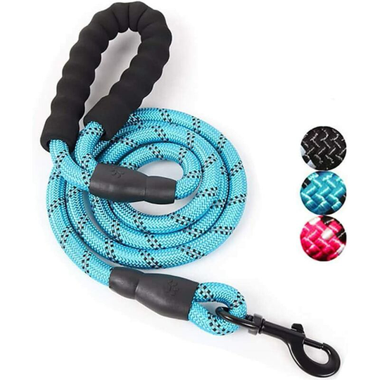 Denuotop - Dog leash rope with soft padded handle and durable nylon reflective wires safety leash 1,5 m climbing twist rope dog leash for small