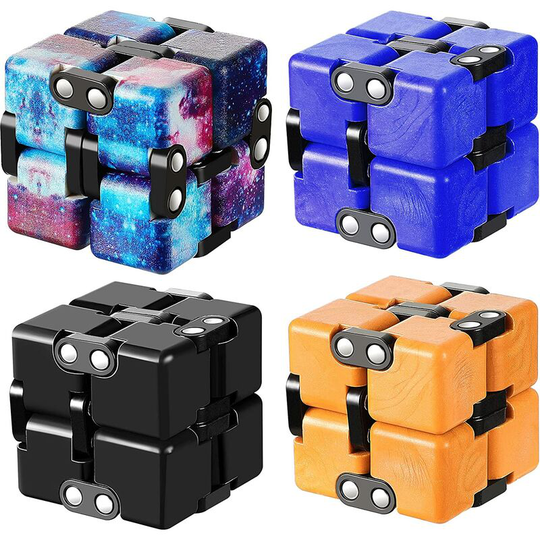 4 Pieces Infinity Cube Fidget Toys Infinity Handheld Cube Mini Desk Toy for Stress and Anxiety Relief Sensory Tool Supplies for Boys, Girls and
