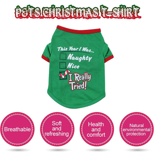 Dog shirt Dog Christmas T-shirt Pet T-shirt Dogs Christmas T-Shirt Summer Dog T-shirt Pet Dogs Clothing Christmas Dog Clothing Polyester T-shirt