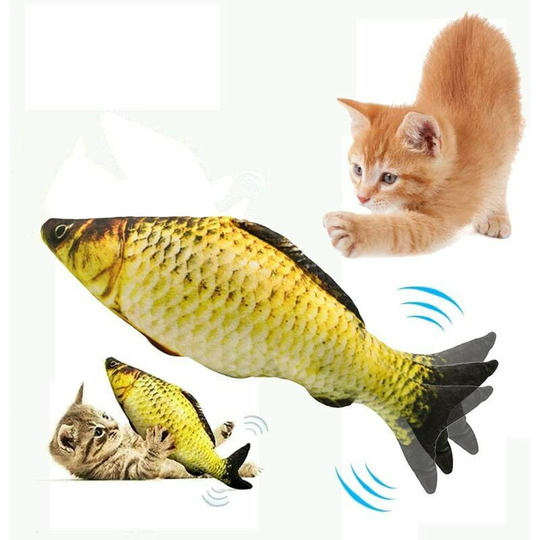 thsinde Catnip Fish Toys, Electronic Catnip Cat Toys Interactive Simulation Plush Fish Shaped Toys USB Rechargeable Chew Toys, Suitable for Indoor