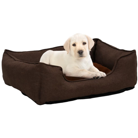 Dog Bed Brown 85.5x70x23 cm Linen Look Fleece