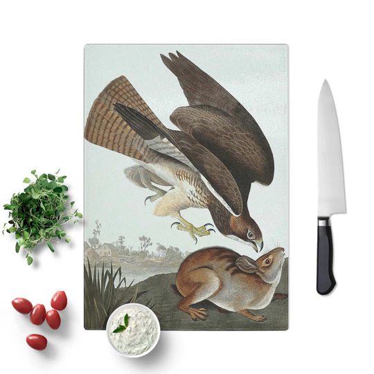 Tempered Glass Common Buzzard & Rabbit Chopping Board