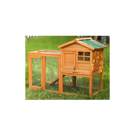 Flkwoh - Rabbit Rabbit Hutch Cage House Guinea Pig Hide/Run Hutch with Linoleum Roof 2 Tier