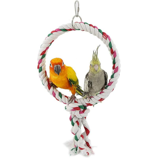 Einemgeld - Parrot Swing Rope Toy Bird Cage Decoration Bird Parrot Ring Accessories Parrot Stand Swing Chew Toy Bird Cage Accessories for Bird Parrot