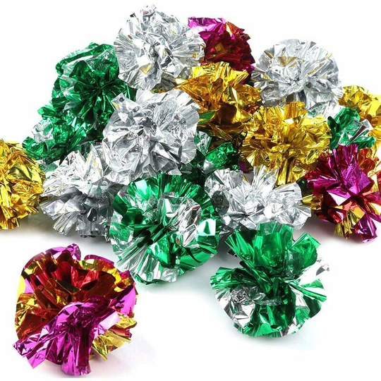Cat Crinkle Balls 1 Pack - Original Mylar Crinkle Balls Cat Toys(Random Color) - Deckon