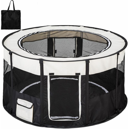Dog pen Carola - dog playpen, puppy pen, puppy playpen - black - black