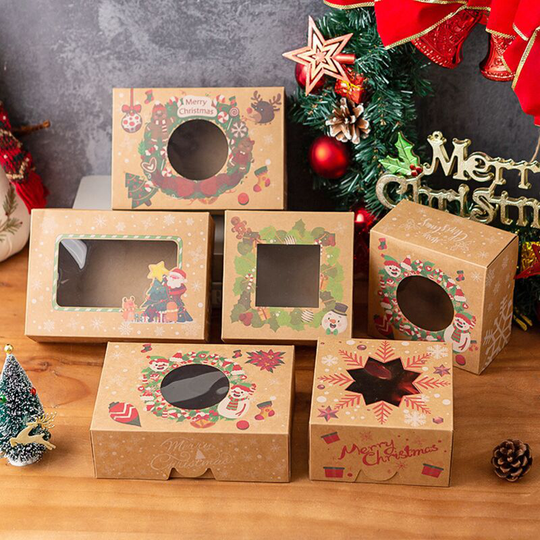 Ilovemilan - 24 Pieces Christmas Cookie Boxes Bakery Boxes with Window Candy Cookie Treat Boxes for Gift Giving Mini Pie Boxes for Christmas Party