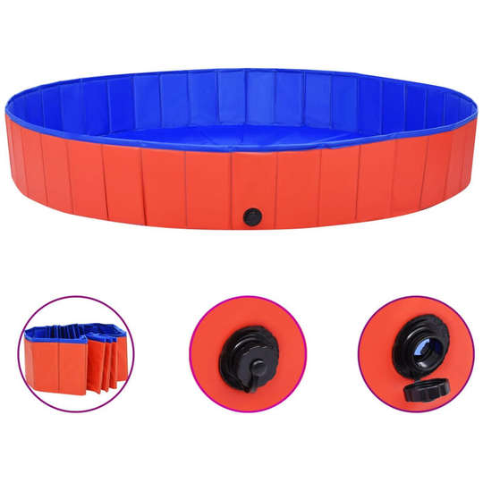 Foldable Dog Swimming Pool Red 200x30 cm pvc