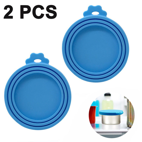 Pet Food Can Lids, Silicone Can Covers for Dog Cat Food, Universal Size Fit Small Medium Large Cans, 2 Pack, blue