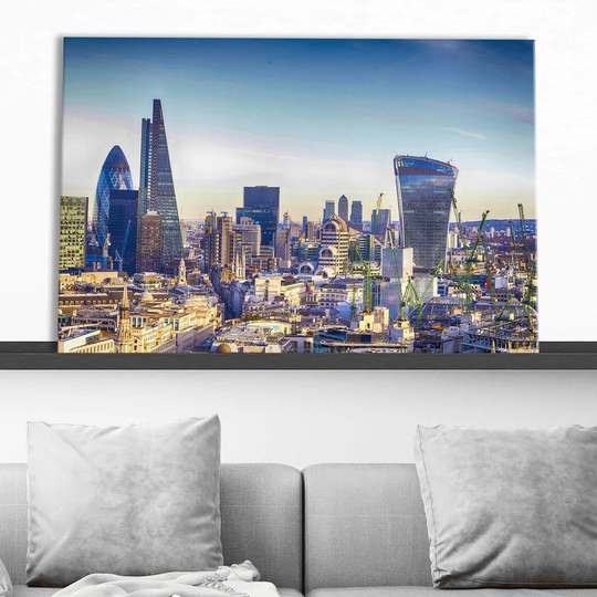 Aereal View of London Modern District - Wrapped Canvas Photograph
