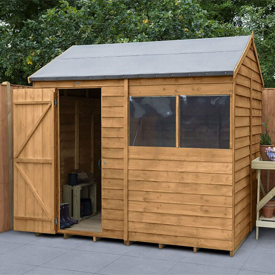Wooden 8x6ft Overlap Dip Treated Reverse Apex Garden Storage Shed