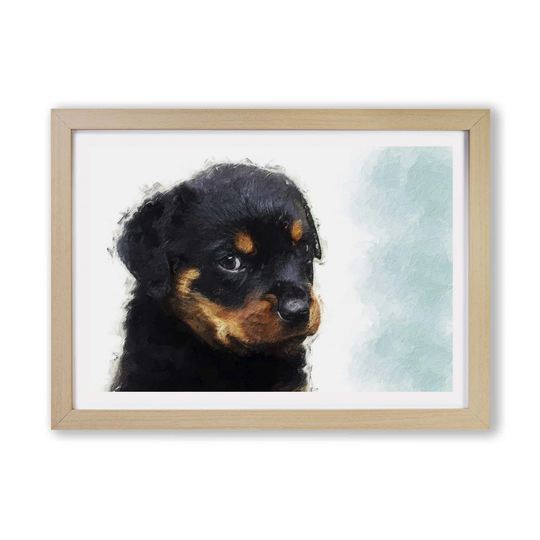 'Rottweiler Puppy' - Picture Frame Painting Print on Paper
