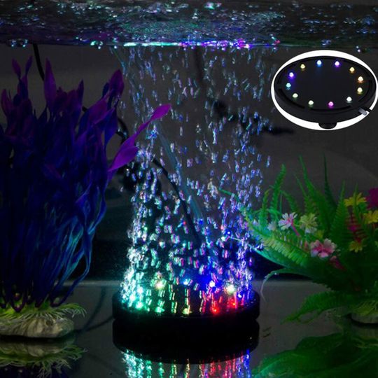Hiasdfls - Aquarium 12 Multicolor rgb Led Aquarium Underwater Bubble Underwater Light Night Sea/Multicolor Led Aquarium Air Stone Disc, Round Fish