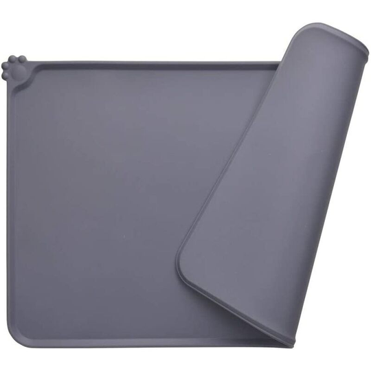 Dog Bowl Mat Compliant Silicone Cat Food Mat Waterproof Non-Slip Gray