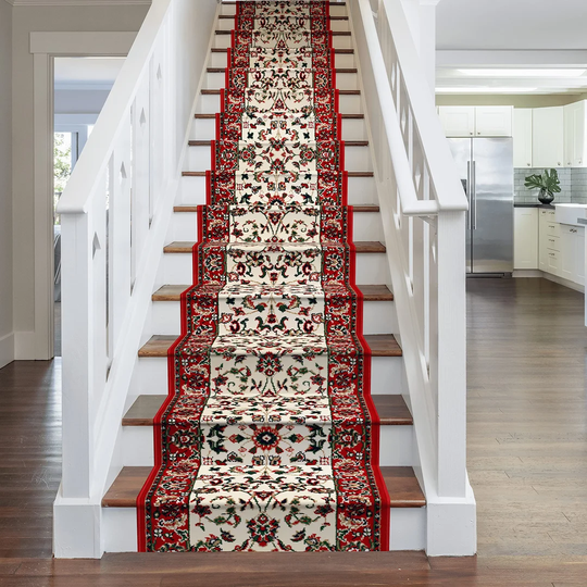 Adamski Tufted Cream/Red Stair Runner