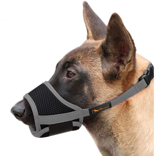 Muzzle for dogs Muzzle for soft nylon dog anti-barking and chewing with breathable mesh adjustable buckle S, Gray