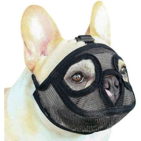 Joorrt - Mesh Dog Muzzle Short Snout Dog Muzzle Adjustable Breathable Mesh Dog Muzzle Bulldog Muzzle For Biting Chewing