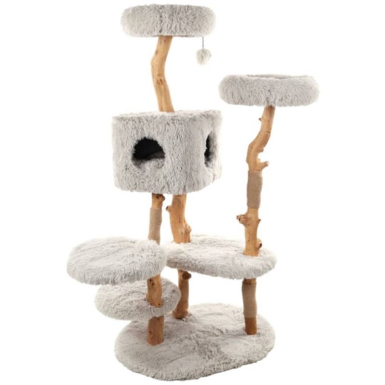 Cat Scratching Tree Yuna 100x74x163 cm White and Natural FLAMINGO - Multicolour