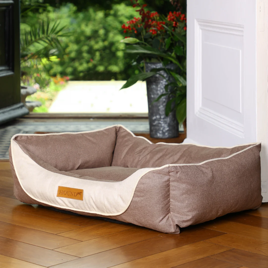 Axbridge Bolster Cushion Dog Bed in Grey/Brown