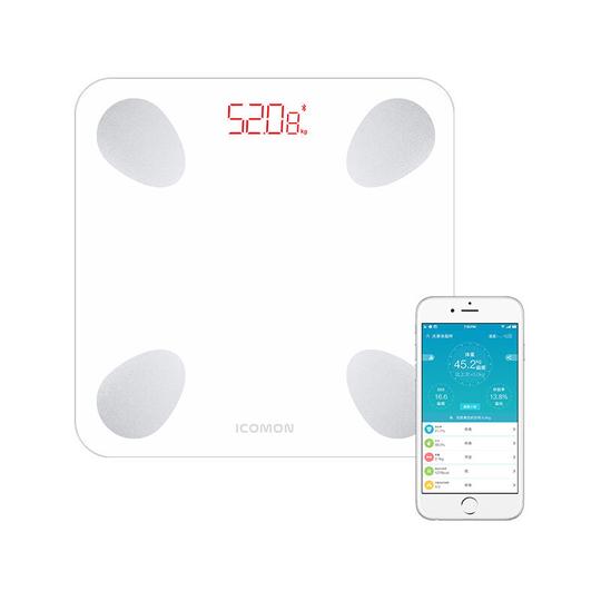 FVO - Connected Scale - Impedance Meter Personal Scale - Digital Electronic Bluetooth Personal Scale - Scale with Heart Rate, Android and iOS - with