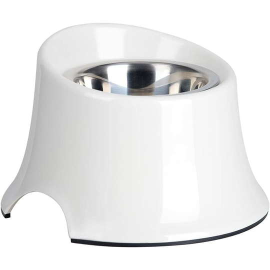 Elevated Dog Bowl Raised Dog Feeder for Food and Water, Non Spill Edges & Non Skid Sturdy Melamine Stand, Reduce Neck Stress, 1 Cup White