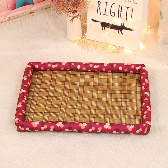 Dog Bed i Scratch and Tear Resistant Dog Basket i Water Repellent Pet Basket i Cat Bed with Plenty of Space (m (44 x 54 cm), dark red print)