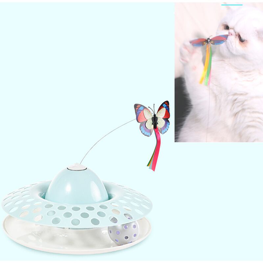 Sun Flowergb - Cat Toys - Fun Automatic Electric Butterfly and Ball Exercise Kitten Toy, Interactive Indoor Cat Toys with 3 Spare Parts (1 Pack)