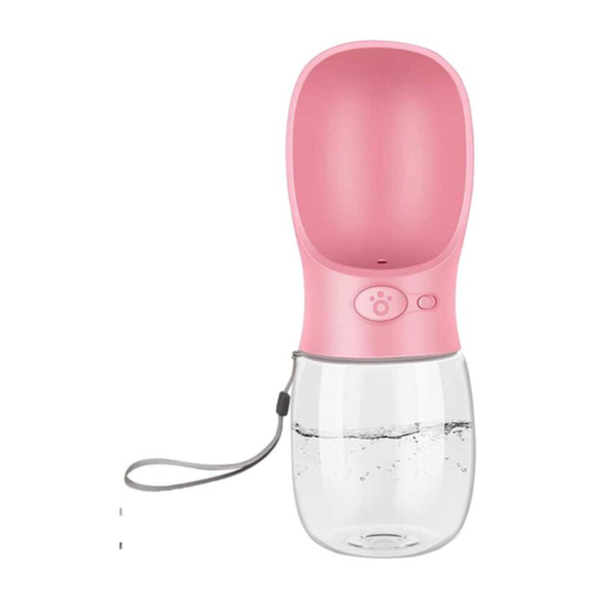 Muff - Portable Dog Water Bottle, Dog Walking Travel Bottle Puppy Water Leak Proof Drinking Dispenser 350ml Pink