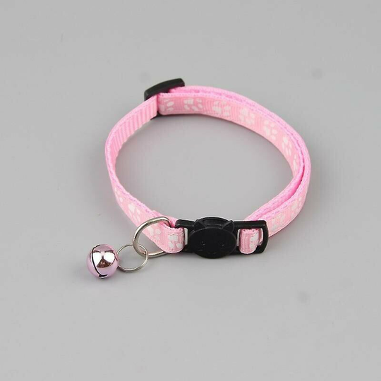 Patch Bell Collar Dog Traction Excellent Cat Head Buckle Footprint Synthetic Pet Collar, Pink, 1cm Wide