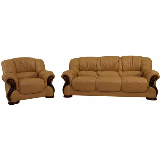 Susanna 3+1 Italian Leather Sofa Suite Nut Offer