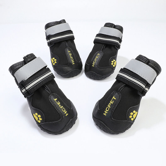 Dog Boots Waterproof Shoes for Dogs with Reflective Strape Rugged Anti-Slip Sole Black 4PCS (size 6*4, Black-2)