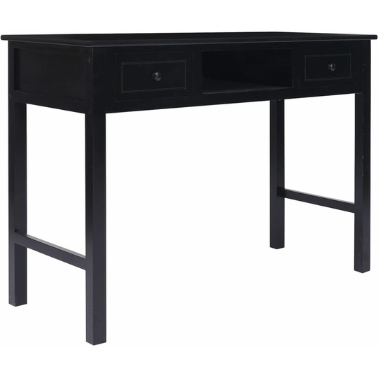 Writing Desk Black 108x45x76 cm Solid Wood Paulownia Vidaxl Black