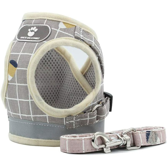 Adjustable Harness Vest Padded Reflective Soft Breathable Comfortable Leash for Small Dogs Puppy MZ083 (l, Khaki) - Langray