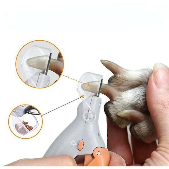 1Pcs Professional Pet Nail Scissors Dog Cat Nail Claw Clippers led Light Pet Nail Clippers Gray+Orange Shizhi Boutique