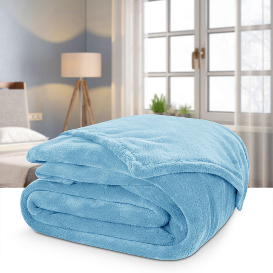(LIGHT BLUE, KING) Ultra Soft Fluffy Warm Thick Blanket Throws Mink