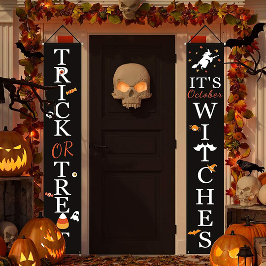 Benobby Kids - Halloween Decorations Outdoor | Trick or Treat & It's October Witches Front Porch Banners for Halloween Porch Decor | Fall Decor |