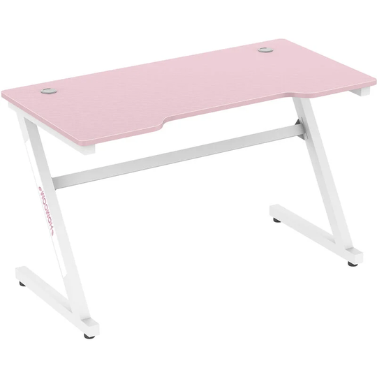 Homcom - Z-Shaped Racing Style Gaming Desk w/ Cable Management Home Office Pink - Pink