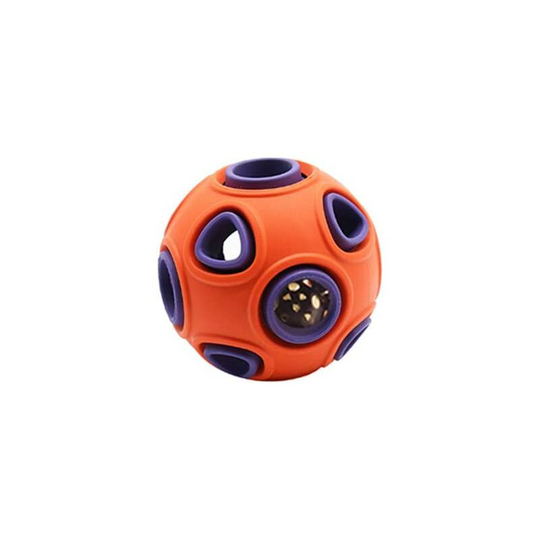 Dog Ball, Dog Interactive Toy, Toy Dog Rubber Ball Bouncy Ball with Bell (Orange + Purple) - Muff
