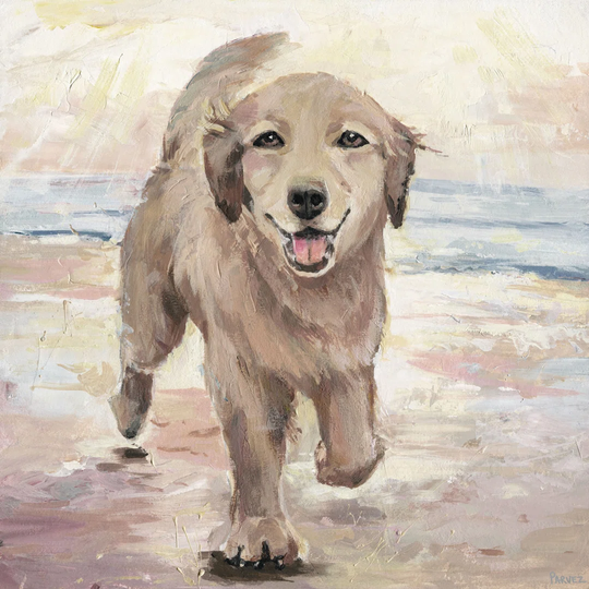 'Merry Puppy' by Parvez Taj Painting on Wrapped Canvas