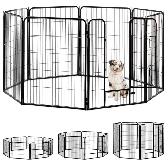Relaxdays - Whelping Pen for Small Dogs, Puppies, Pets, Sturdy Indoor Playpen, HxWxD: 100 x 76.5 x 235 cm, Black