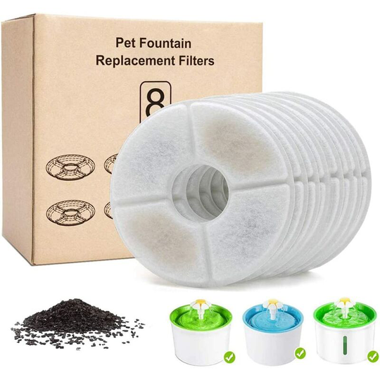 8 Pack Cat Water Fountain Filters - Resin and Activated Carbon Filters for Automatic Plant Water Dispenser