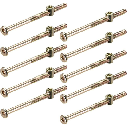 Joorrt - M6 x 110mm Furniture Bolts Nut Set Hex Socket Screw with Barrel Nuts Philpps-Slotted Zinc Plated Half Thread 10 Sets