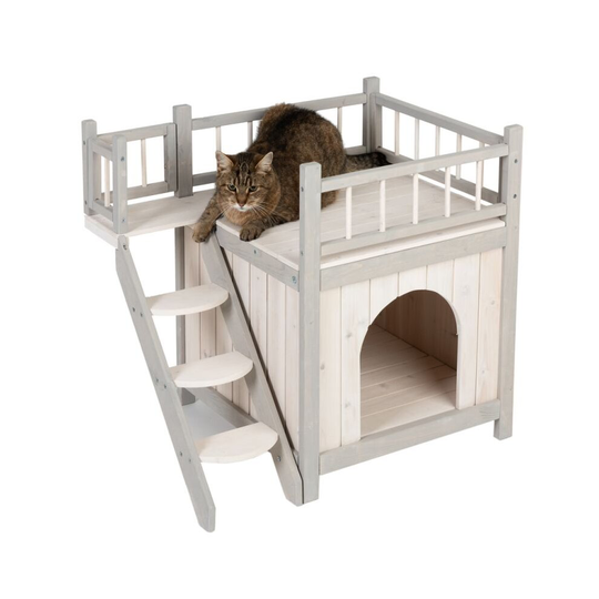 Wooden Cat House Stair Den Platform Terrace Sturdy