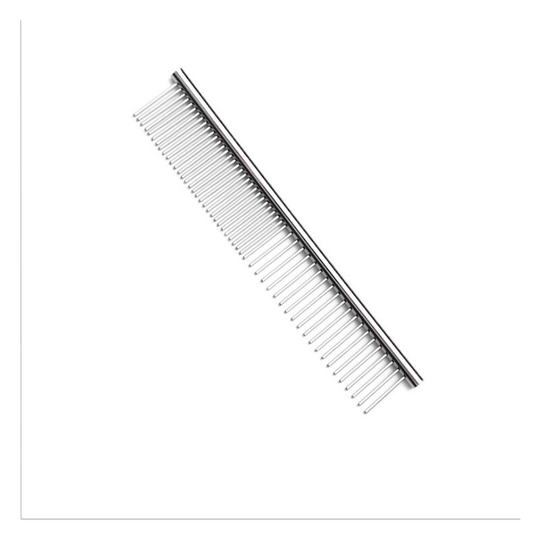 Stainless Steel Pet Grooming Comb, Combing Tool Poodle Comb Professional Butter Comb Cat and Dog Grooming Comb, Silver(17*2.9cm)