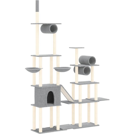 Cat Tree with Sisal Scratching Posts Light Grey 279 cm vidaXL - Grey